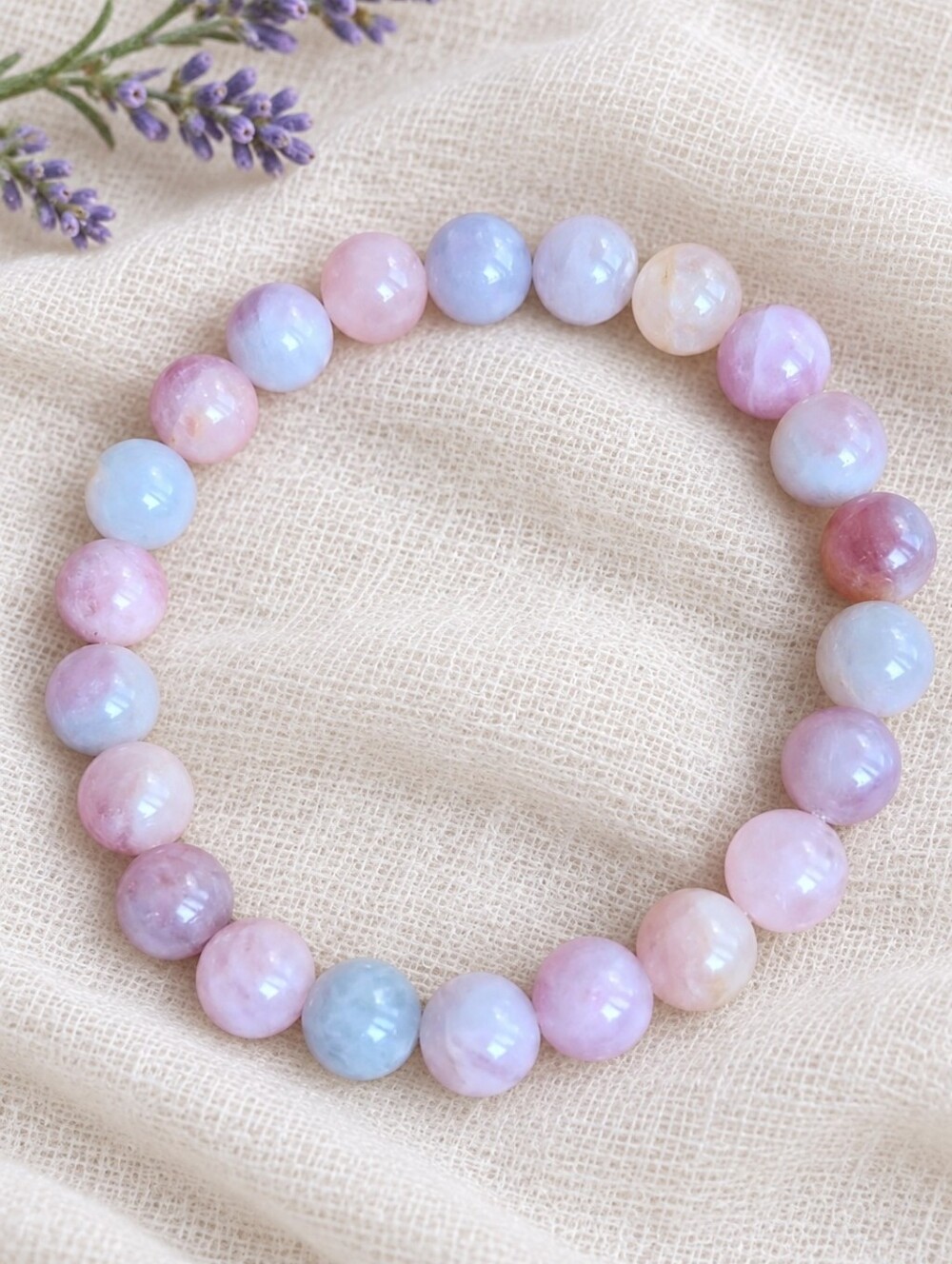 Rose Quartz Beaded Stretch Bracelet | Handmade | Pink